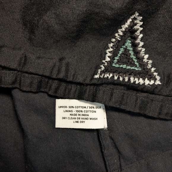 Rujuta Sheth Black Embroidered Silk Cotton Blend Flowy Midi Tanya Dress - Picture 13 of 14